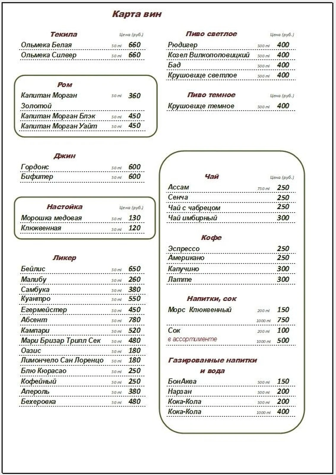 Винная карта, стр. 2